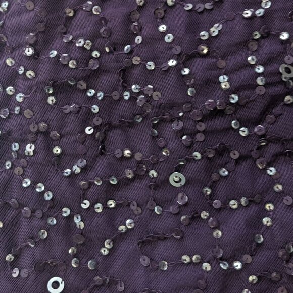 NWT ADRIANNA PAPELL Amethyst Scoop Back All Over Sequin Cap Sleeve Gown Size 4P - Picture 2 of 9
